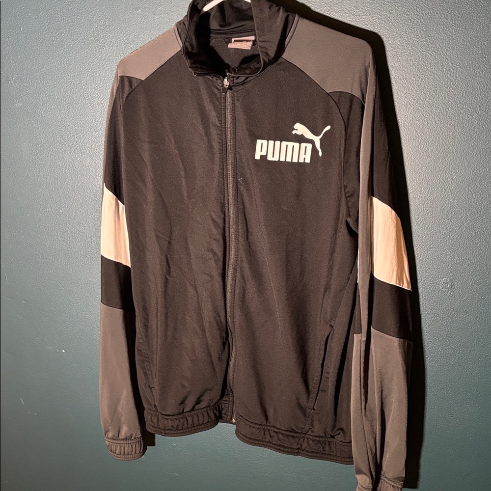Puma Men’s Black/Grey/White Track Jacket Size Large